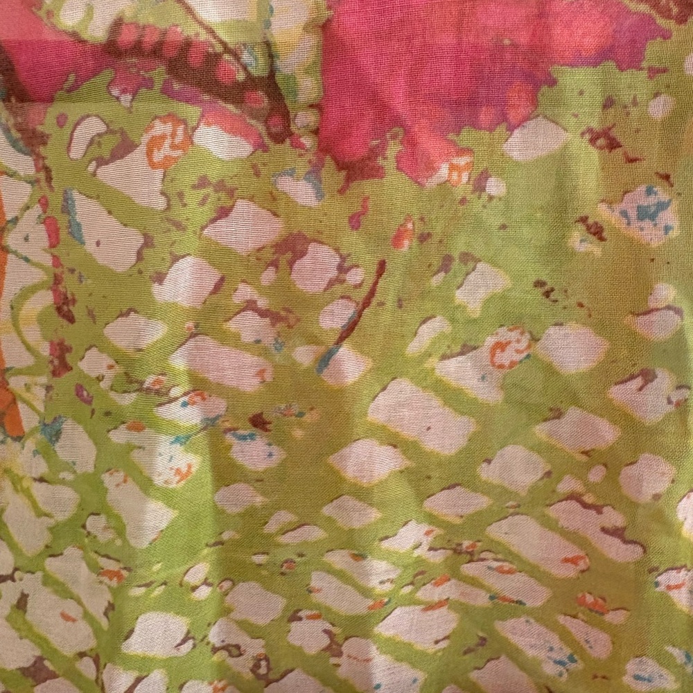 Vintage Trina Turk Sheer Paisley Blouse With Crochet/Pearl Neckline Women’s Sml - Picture 10 of 13